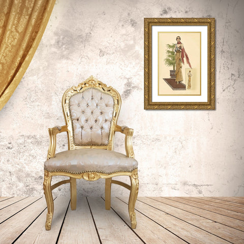 Summer Dress with Pink Wrap Gold Ornate Wood Framed Art Print with Double Matting by Vintage Fashion