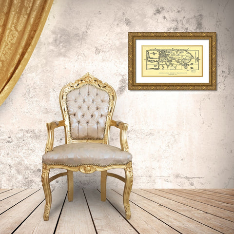 Early World Map Gold Ornate Wood Framed Art Print with Double Matting by Reisch, Gregor