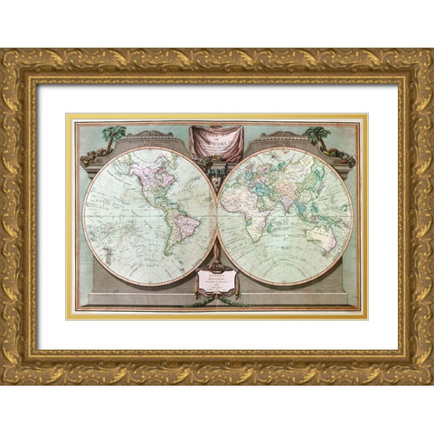 Imperial Sheet Atlas Gold Ornate Wood Framed Art Print with Double Matting by Laurie, Robert