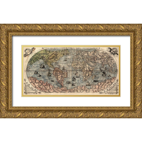 Universal Description of the Whole World Gold Ornate Wood Framed Art Print with Double Matting by Forlani, Paolo