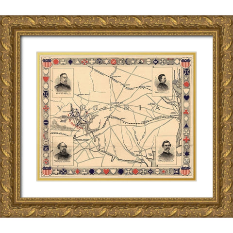 First Battle of Bull Run - Manassas Gold Ornate Wood Framed Art Print with Double Matting by Unknown