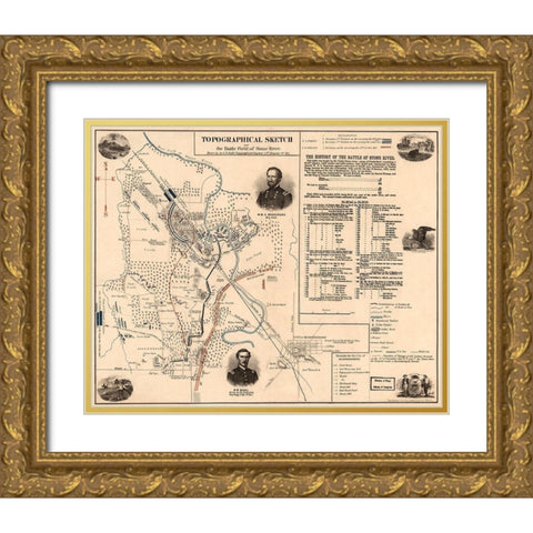 Stone River Gold Ornate Wood Framed Art Print with Double Matting by Unknown