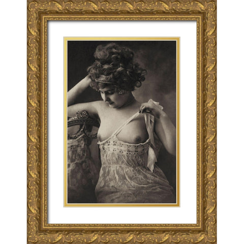 Controlled Symmetry Gold Ornate Wood Framed Art Print with Double Matting by Vintage Nudes