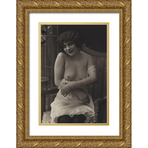 Proof of Love Gold Ornate Wood Framed Art Print with Double Matting by Vintage Nudes