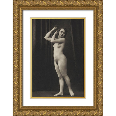 Charm Gold Ornate Wood Framed Art Print with Double Matting by Vintage Nudes