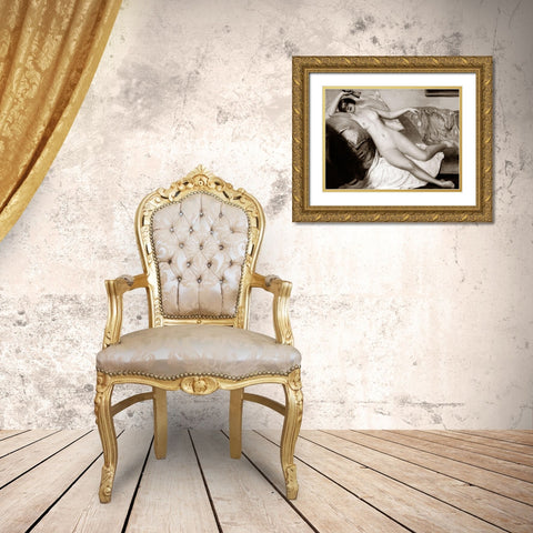 One Lazy Afternoon Gold Ornate Wood Framed Art Print with Double Matting by Vintage Nudes