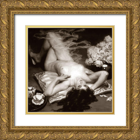 Leisure Time Gold Ornate Wood Framed Art Print with Double Matting by Vintage Nudes