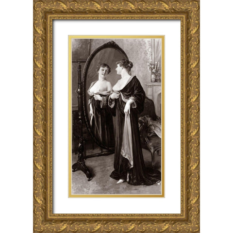 Satisfaction Gold Ornate Wood Framed Art Print with Double Matting by Vintage Nudes