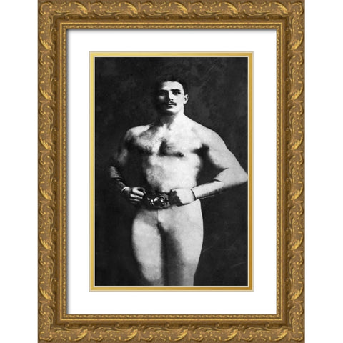 Bodybuilder in Tights Gold Ornate Wood Framed Art Print with Double Matting by Vintage Muscle Men