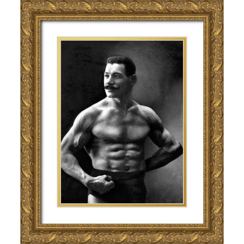 Oscar the Russian Wrestler Gold Ornate Wood Framed Art Print with Double Matting by Vintage Wrestler