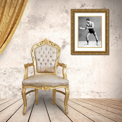 Wrestling Ready Stance Gold Ornate Wood Framed Art Print with Double Matting by Vintage Wrestler