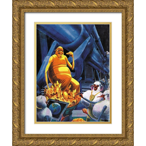 As Mars Sees Us Gold Ornate Wood Framed Art Print with Double Matting by Retrosci-fi