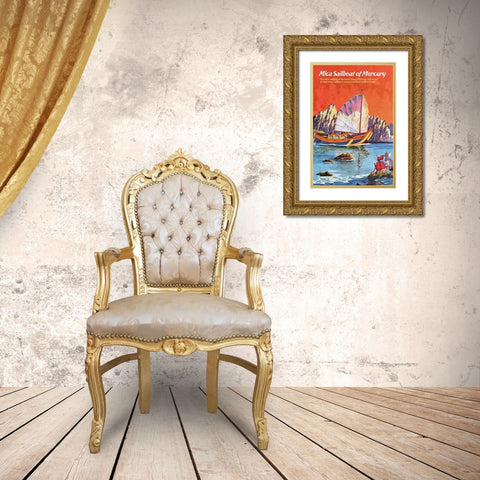 Mica Sailboat of Mercury Gold Ornate Wood Framed Art Print with Double Matting by Retrosci-fi