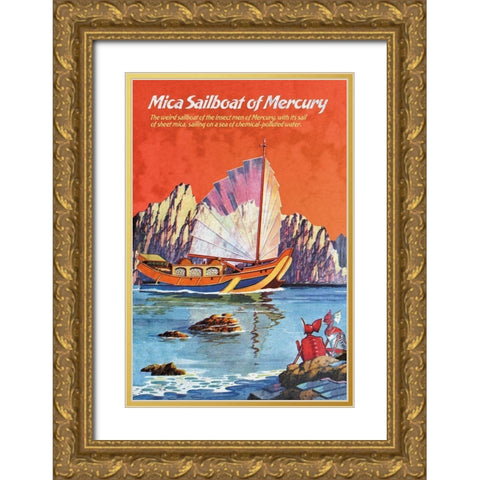 Mica Sailboat of Mercury Gold Ornate Wood Framed Art Print with Double Matting by Retrosci-fi
