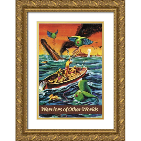 Warriors of Other Worlds Gold Ornate Wood Framed Art Print with Double Matting by Retrosci-fi