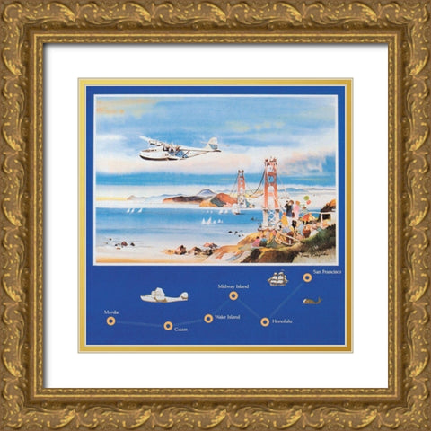 50th Anniversary of the China Clipper Gold Ornate Wood Framed Art Print with Double Matting by Unknown