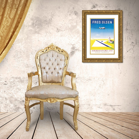 Fred. Olsen Airtransport Ltd. Oslo - Norway Gold Ornate Wood Framed Art Print with Double Matting by Unknown