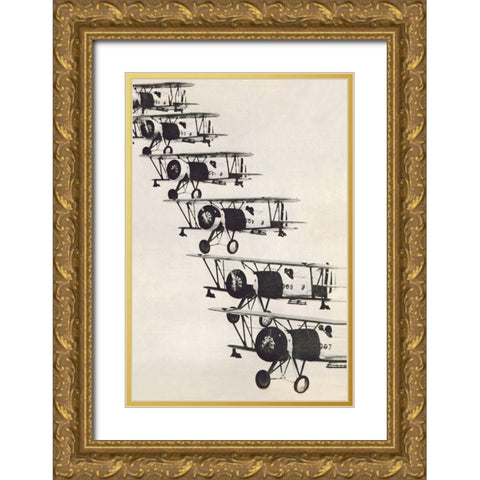 Flying in Formation Gold Ornate Wood Framed Art Print with Double Matting by Unknown
