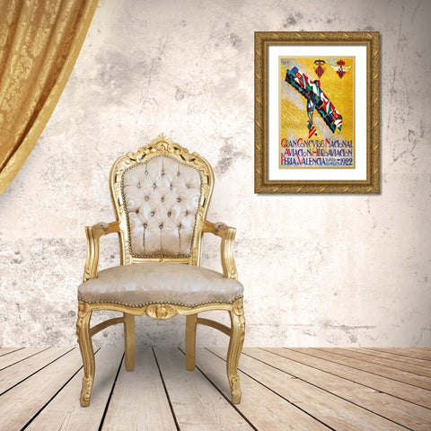 Gran Concurso Nacional de Aviacion y Hidroaviacion Gold Ornate Wood Framed Art Print with Double Matting by Abad