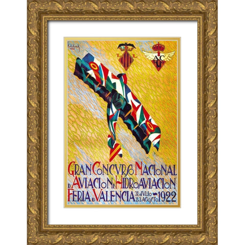 Gran Concurso Nacional de Aviacion y Hidroaviacion Gold Ornate Wood Framed Art Print with Double Matting by Abad