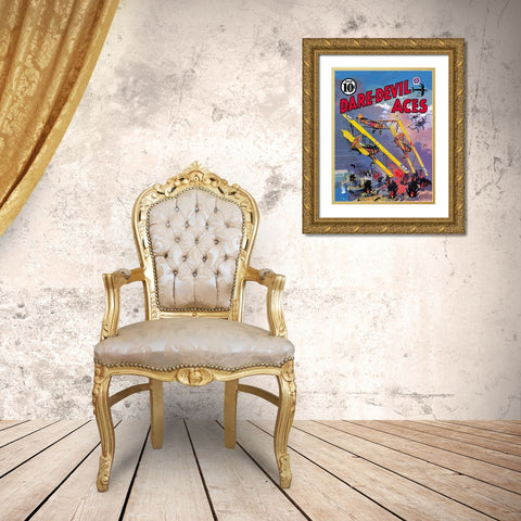 Dare-Devil Aces: The Dead Will Fly Again Gold Ornate Wood Framed Art Print with Double Matting by Unknown