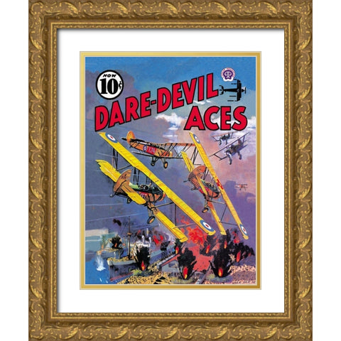 Dare-Devil Aces: The Dead Will Fly Again Gold Ornate Wood Framed Art Print with Double Matting by Unknown