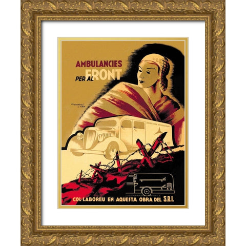 Ambulancies per al Front Gold Ornate Wood Framed Art Print with Double Matting by Fontsere