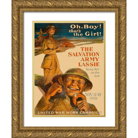 The Salvation Army Lassie Gold Ornate Wood Framed Art Print with Double Matting by Unknown
