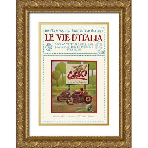 Esso - The Road of Italy Gold Ornate Wood Framed Art Print with Double Matting by Unknown