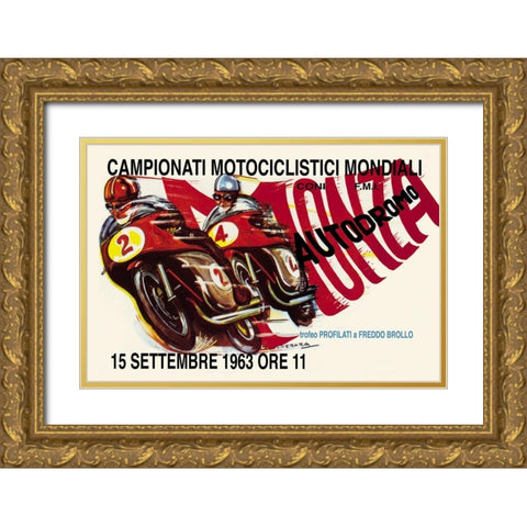 World Motorcycle Championship - 1963 Gold Ornate Wood Framed Art Print with Double Matting by Unknown
