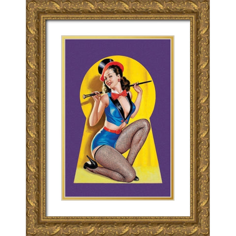 Whisper Magazine: Keyhole Dancer Gold Ornate Wood Framed Art Print with Double Matting by Driben, Peter