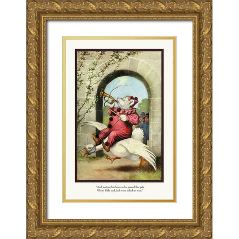 Teddy Roosevelts Bears: Teddy G Tooting His Horn Gold Ornate Wood Framed Art Print with Double Matting by Culver, R.K.
