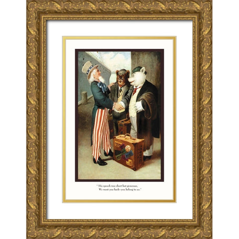 Teddy Roosevelts Bears: You Belong to Us Gold Ornate Wood Framed Art Print with Double Matting by Culver, R.K.