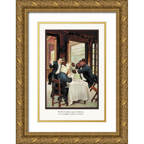 Teddy Roosevelts Bears: The Frenchman Gold Ornate Wood Framed Art Print with Double Matting by Culver, R.K.