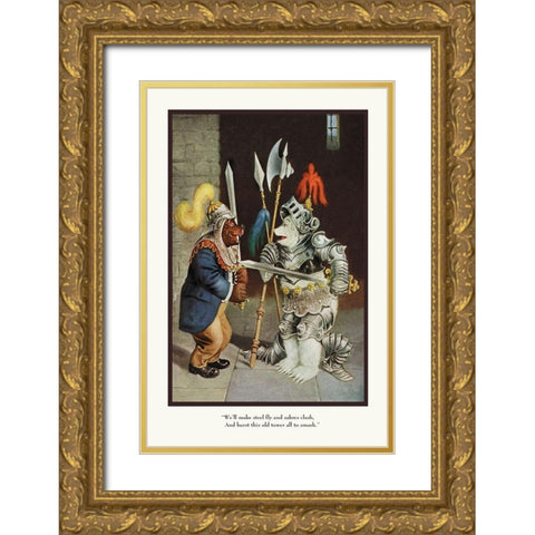 Teddy Roosevelts Bears: Make Steel Fly Gold Ornate Wood Framed Art Print with Double Matting by Culver, R.K.