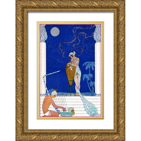 Egypt Gold Ornate Wood Framed Art Print with Double Matting by Barbier, Georges