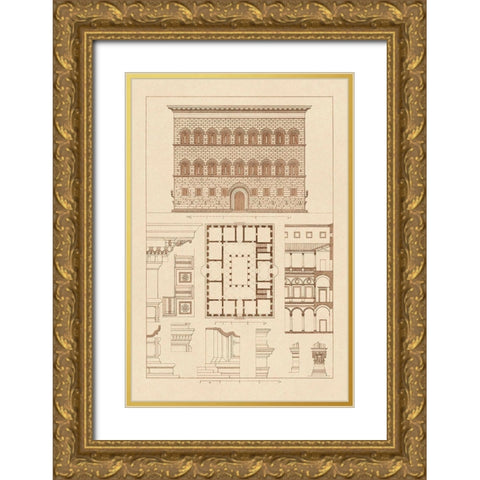 Palazzo Strozzi at Florence Gold Ornate Wood Framed Art Print with Double Matting by Buhlmann, J.