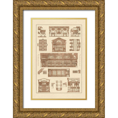 Interiors With Cross Vaults and Cupola Vaulting Gold Ornate Wood Framed Art Print with Double Matting by Buhlmann, J.