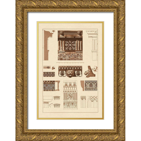 Entablatures, Terracottas and Cymas Gold Ornate Wood Framed Art Print with Double Matting by Buhlmann, J.