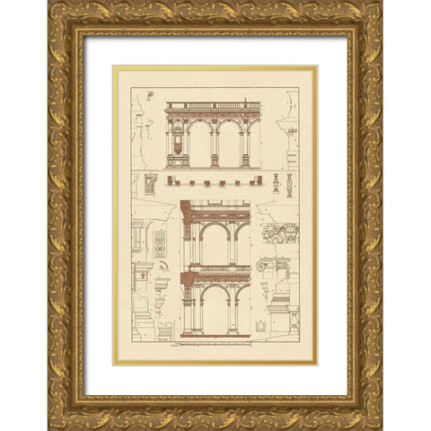 Porch of the Cathedral of Spoleto and Arcade from Palazzo Farnese Gold Ornate Wood Framed Art Print with Double Matting by Buhlmann, J.