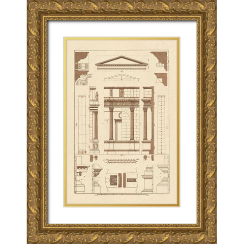 Pediment of Temple at Assisi Gold Ornate Wood Framed Art Print with Double Matting by Buhlmann, J.