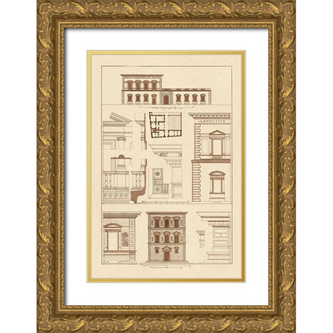 Palazzos Pandolfini and Bartolini at Florence Gold Ornate Wood Framed Art Print with Double Matting by Buhlmann, J.