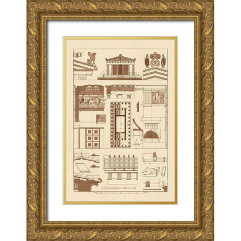 Temple of Athene and Theseus, Polychrome Gold Ornate Wood Framed Art Print with Double Matting by Buhlmann, J.