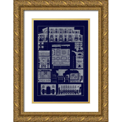 Barrel Vaults of the Renaissance (Blueprint) Gold Ornate Wood Framed Art Print with Double Matting by Buhlmann, J.
