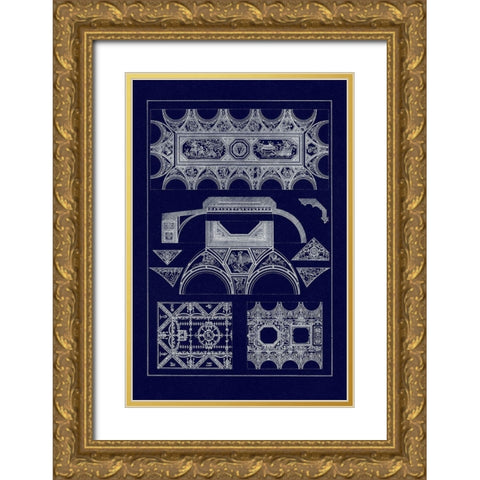 Coved Ceiling (Blueprint) Gold Ornate Wood Framed Art Print with Double Matting by Buhlmann, J.