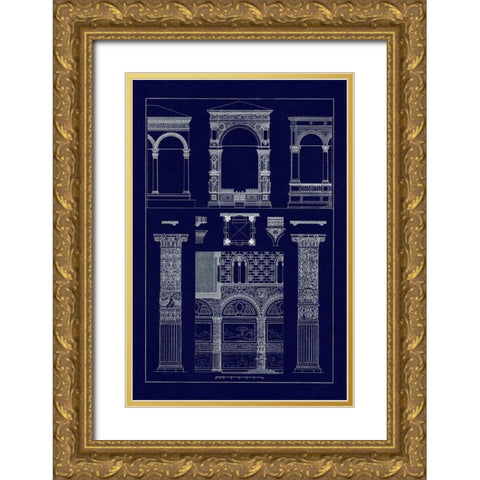 Arcades (Blueprint) Gold Ornate Wood Framed Art Print with Double Matting by Buhlmann, J.