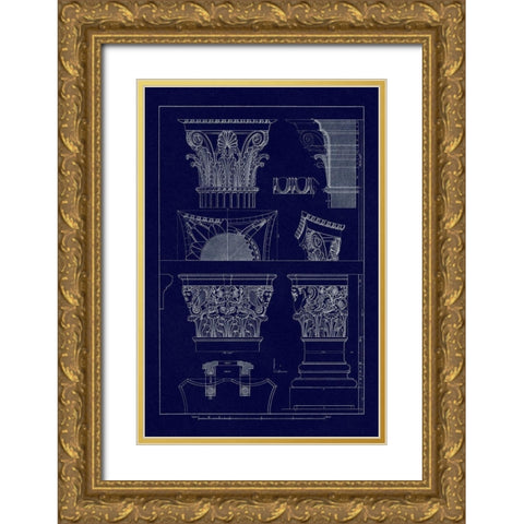 Ancient Capitals (Blueprint) Gold Ornate Wood Framed Art Print with Double Matting by Buhlmann, J.
