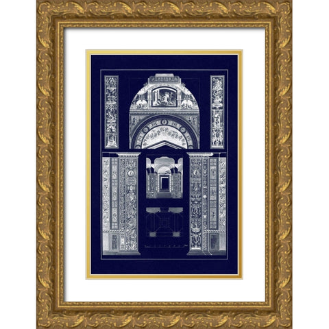 Decoration of the Second Corridor of the Loggie in the Vatican (Blueprint) Gold Ornate Wood Framed Art Print with Double Matting by Buhlmann, J.