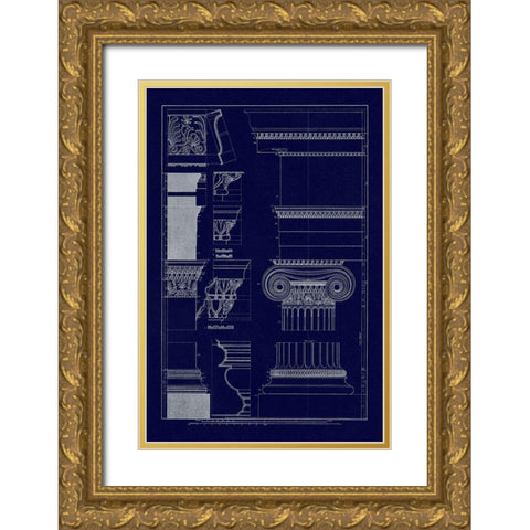 Details from the North Portico of the Erechtheum (Blueprint) Gold Ornate Wood Framed Art Print with Double Matting by Buhlmann, J.