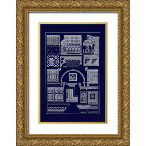 Roman Barrel Vaults (Blueprint) Gold Ornate Wood Framed Art Print with Double Matting by Buhlmann, J.